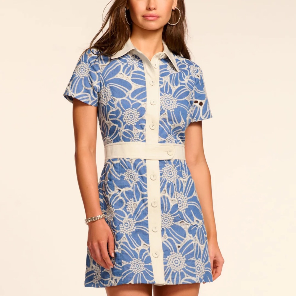 Ramy brook size 10 Shannon dress Blue and White Floral Women's Dress